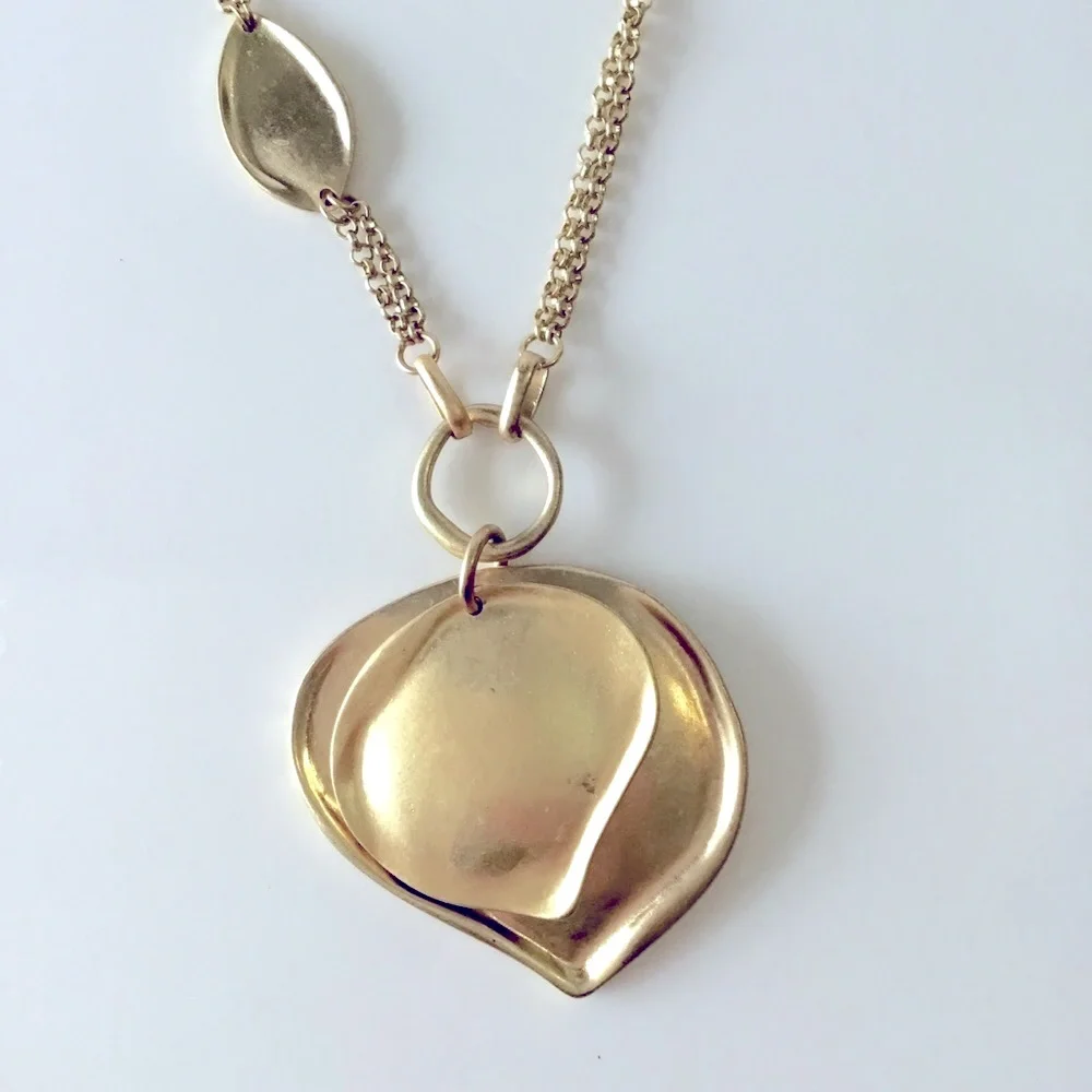 Chico’s Gold leaf medallion necklace